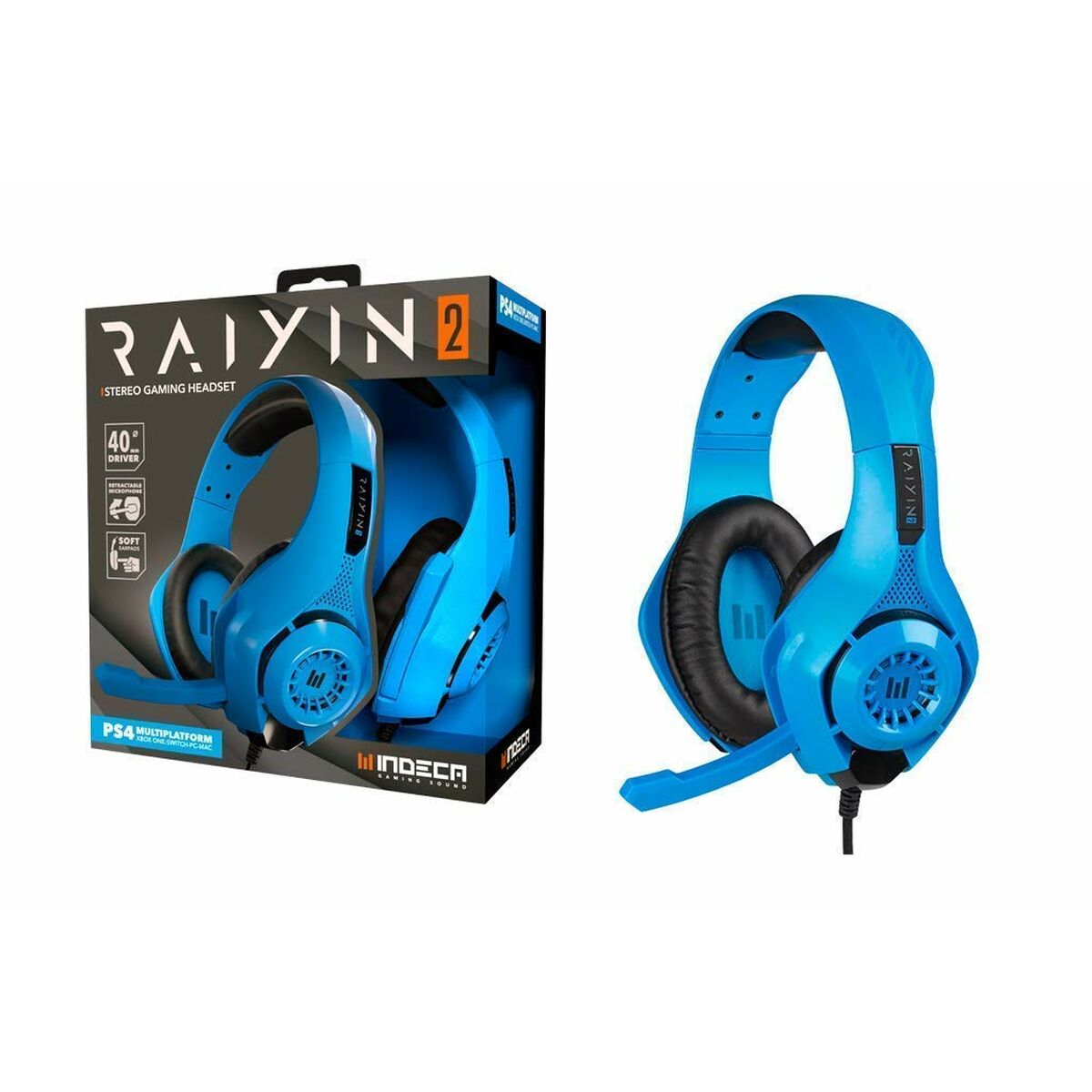 Casque Gaming Indeca Raiyin 2.0 — Bleu, Filaire avec Microphone - Level7Up