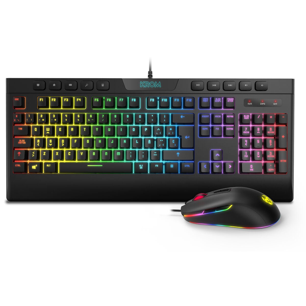Clavier avec souris gaming Krom Kalyos RGB noir - Level7Up