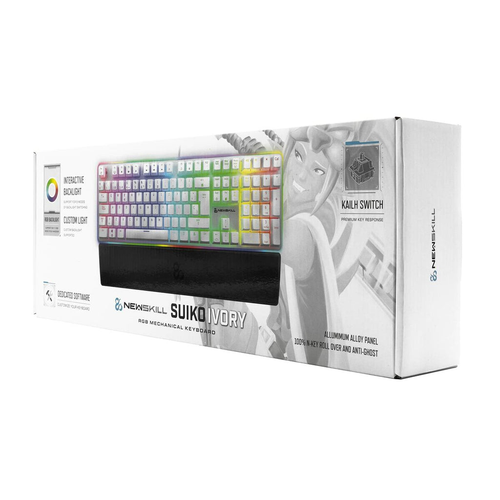 Clavier de jeu Newskill Suiko Ivory QWERTY LED RGB blanc - Level7Up